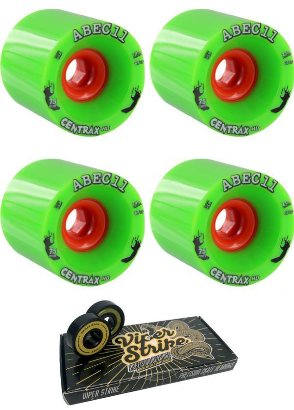 ABEC 11  Centrax HD Skateboard Wheels - 75mm 74a + bearings