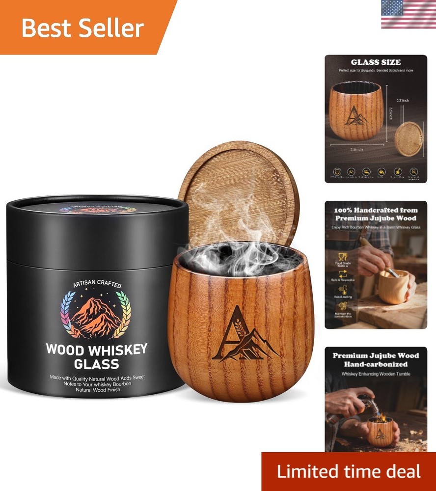 Charred Wooden Whiskey Glasses Personalized Bourbon Drinking Glass Ideas Gift...