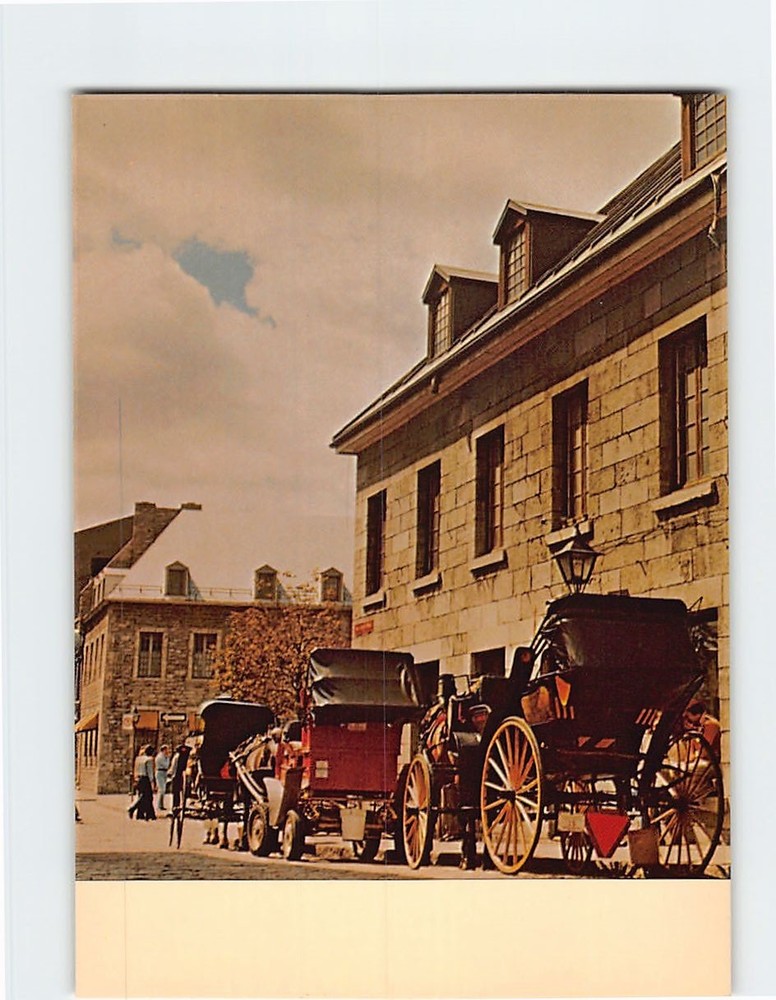Postcard Horse Carriages St. Paul Street in Old Montreal Quebec Canada