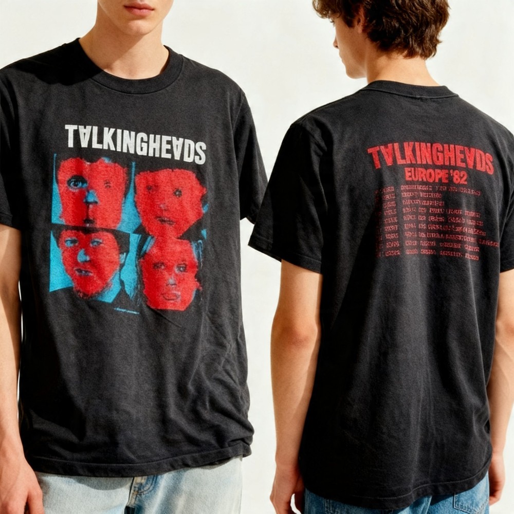 1982 Talking Heads European Tour 80s 2 side Remake T shirt vtg Men Women