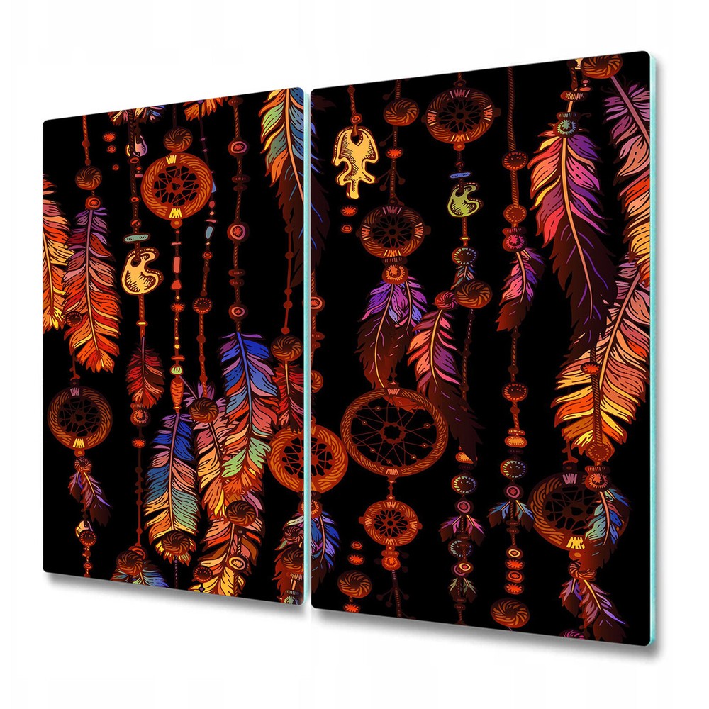 Tribal Dream Catcher Glass Surface Protector Multicolor Orange and Purple Design 2mm x 30cm x 52cm