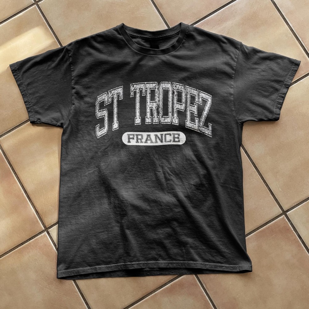 St Tropez France Vintage University Font Summer Travel Souvenir