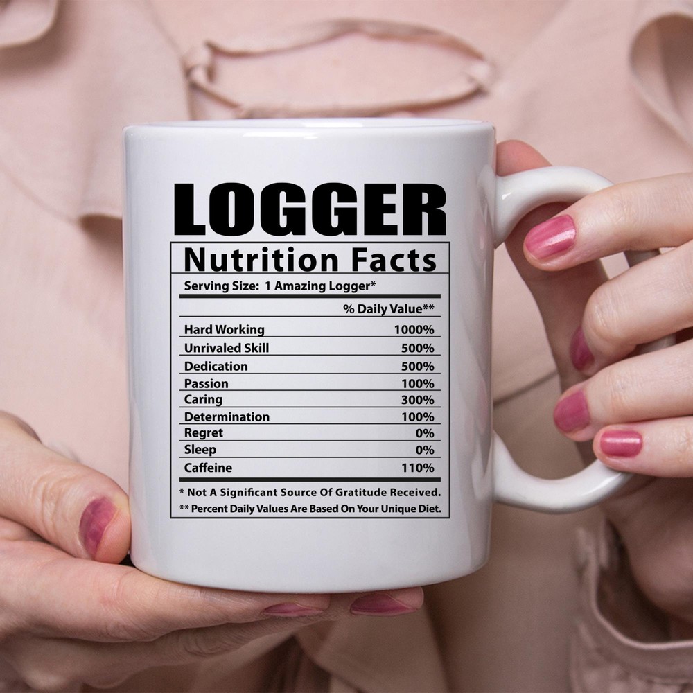 Funny Logger Nutritional Facts White Coffee Mug