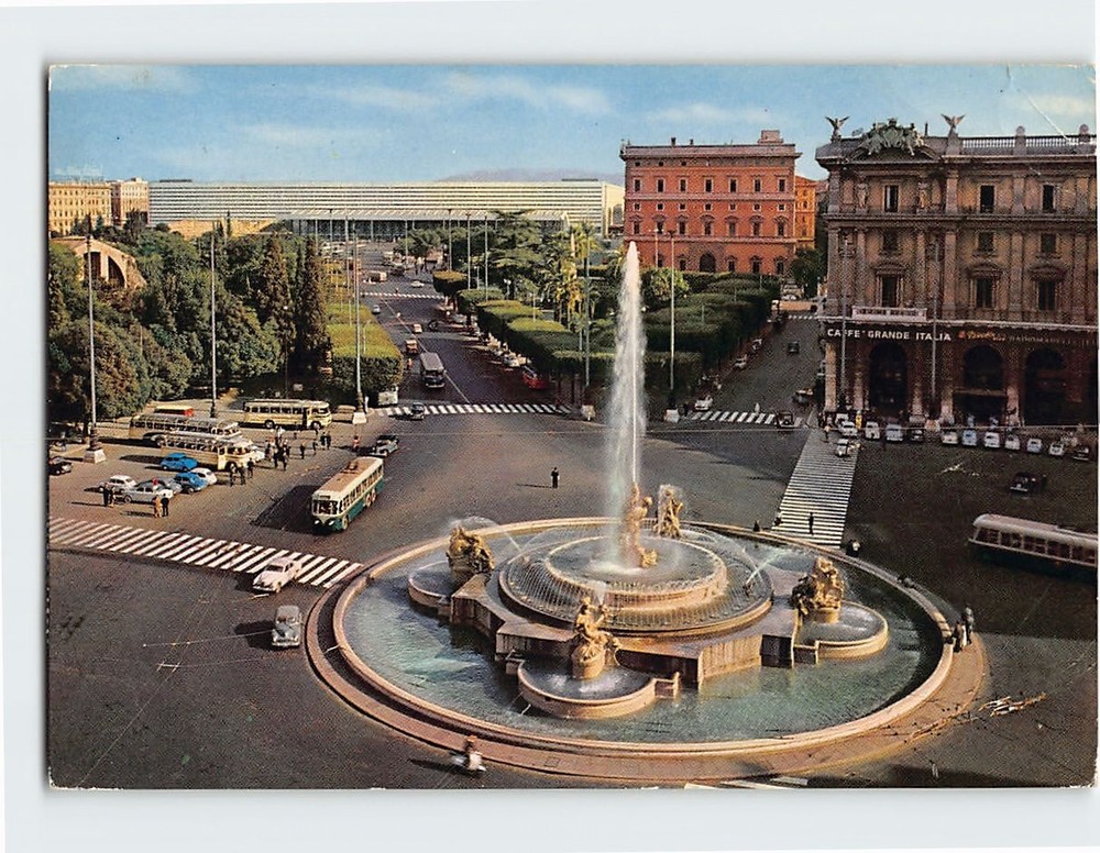 Postcard  Piazza Esedra Rome Italy