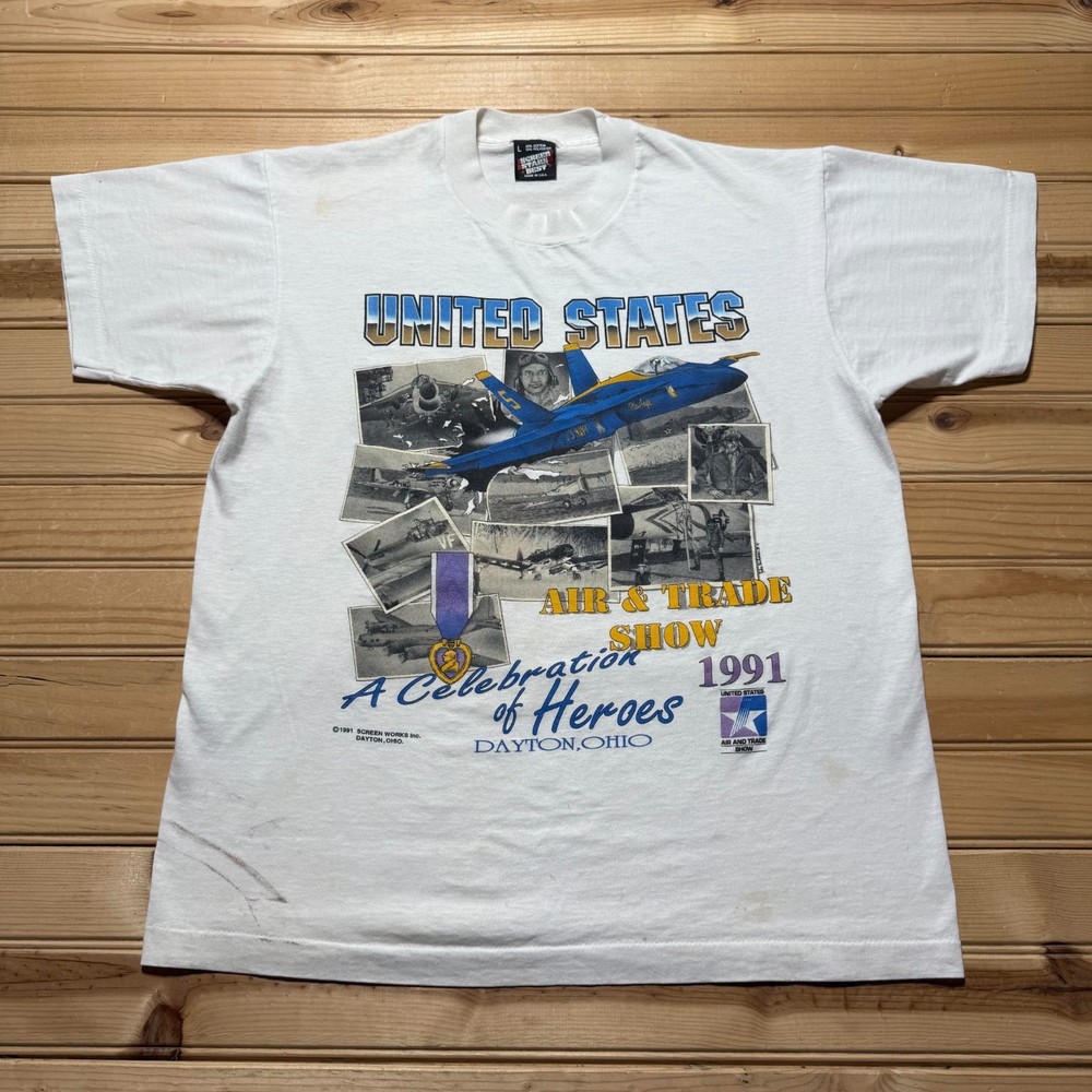 Vintage 1991 US Navy Blue Angels Air & Trade Show Dayton Ohio T-Shirt USA Large