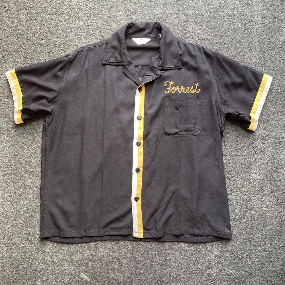 Sugar Cane 50's Chainstitch Embroidery Loop Collar Rayon Bowling Shirt L Japan