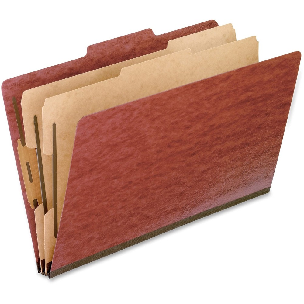 Top-Tab Pressboard Classification Folders, 2/5 Cut, Legal Size, Brick Red, 10...