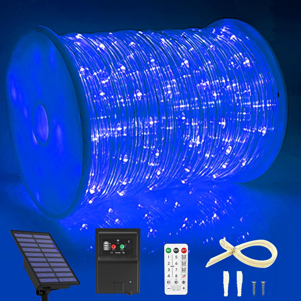 164 FT 1000 LED Rope Lights Solar Powered Waterproof String Lights 8 Modes Outdo