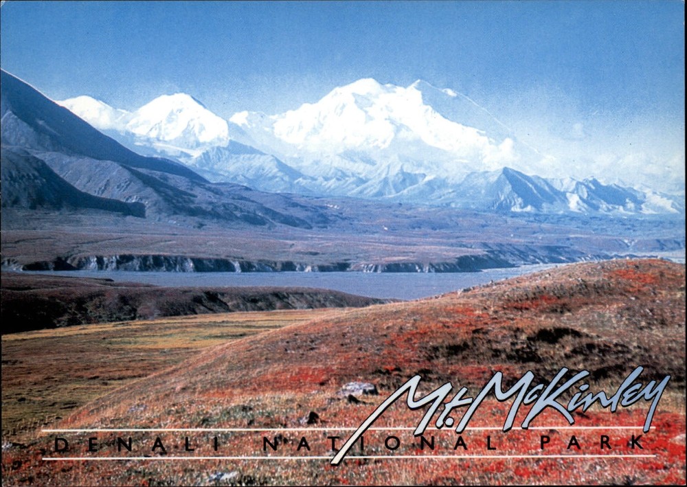 Denali National Park Alaska Mt McKinley snow capped unused vintage postcard