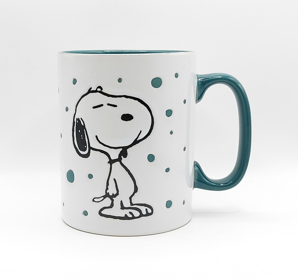 Snoopy Relaxing Green Emerald Dots 16oz Ceramic Coffee Tea Mug