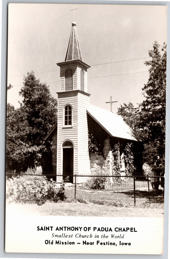 RPPC~Festina Iowa~Saint Anthony Of Padua Chapel Exterior~Real Photo Postcard