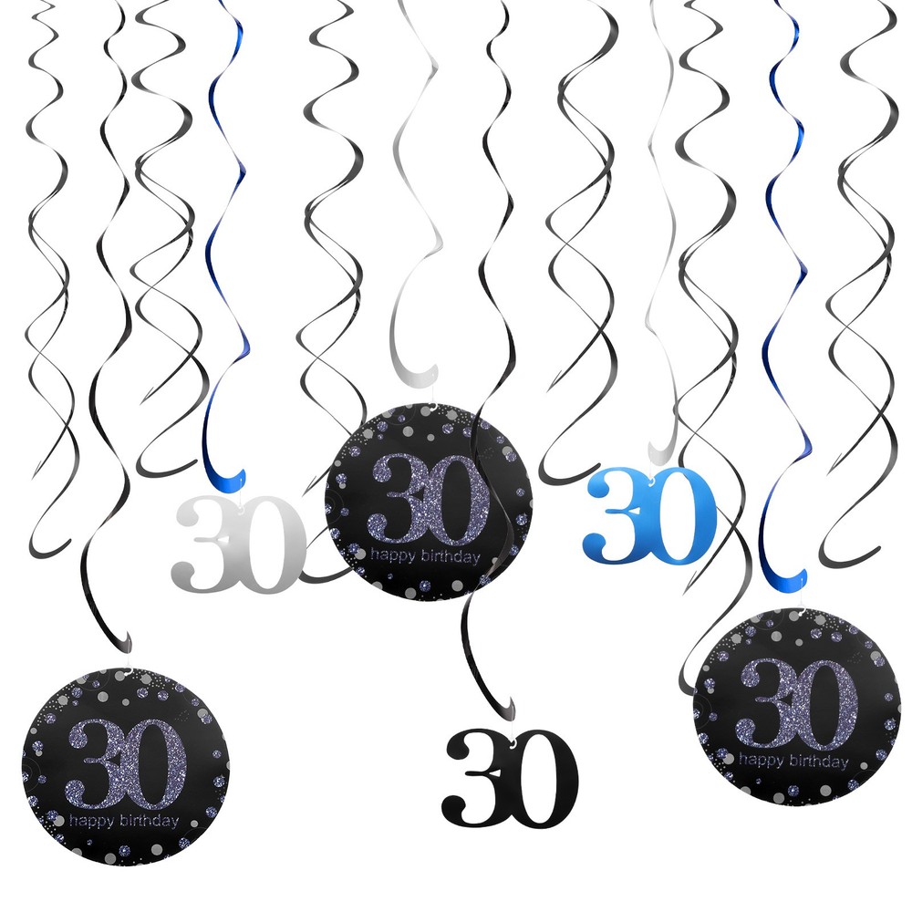 12pcs 3 Colors Hanging Swirls Decorations Party Swirls for 30th Birthday