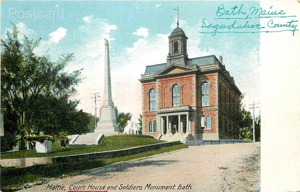 ME, Bath, Maine, Court House, Soldiers Monument, Hugh C. Leighton