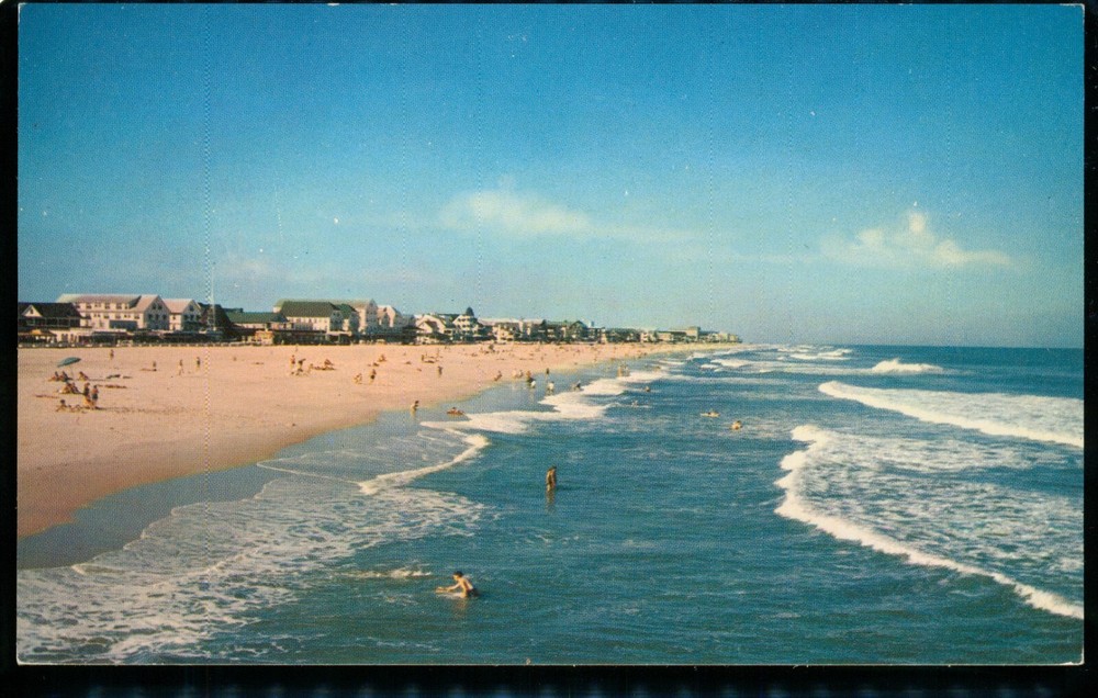Ocean City Maryland View of Ocean City's Clean White Beach Vintage Postcard