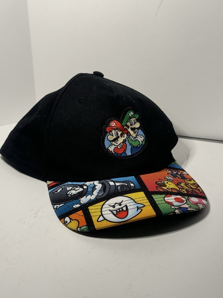Nintendo Super Mario Brothers Bros Snapback Hat Unisex One Size Black