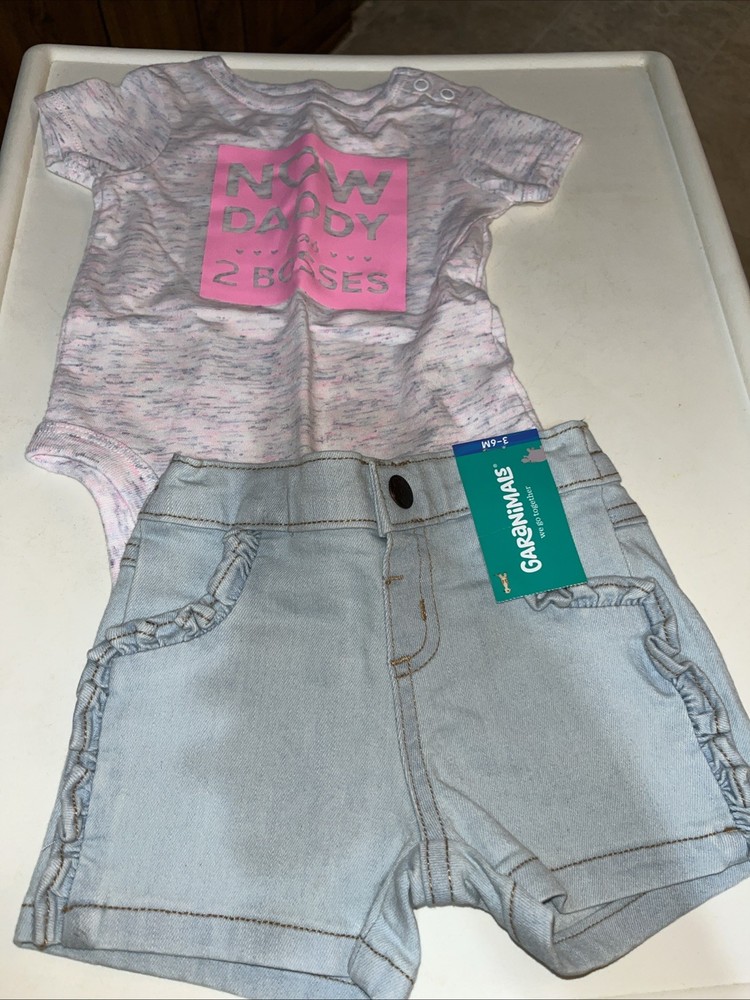 Baby Girls Garanimals Size 3-6 Months Short Set: Snap Shirt and Shorts