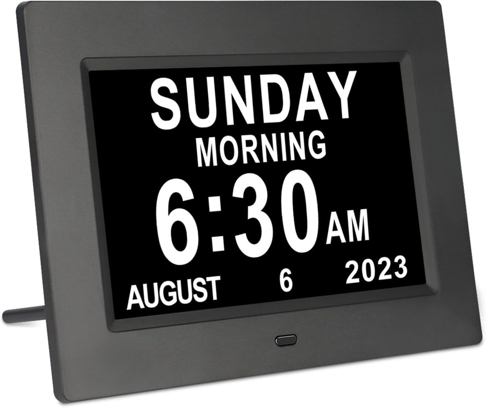 7-Inch Large Digital Clock with 12 Alarms and Auto-Dimming Display