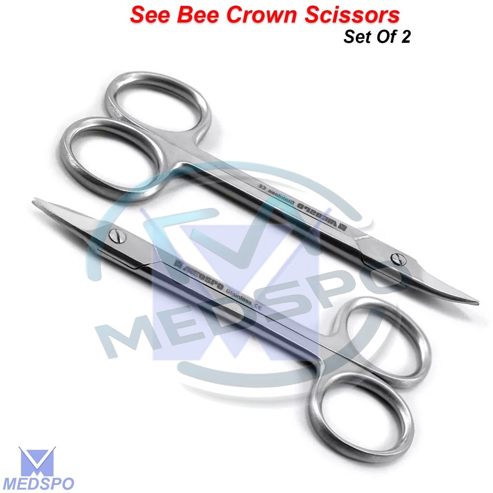 Surgical Bee Bee Crown Scissor Straight & Curved Tissue Gum Shears Dental Tools