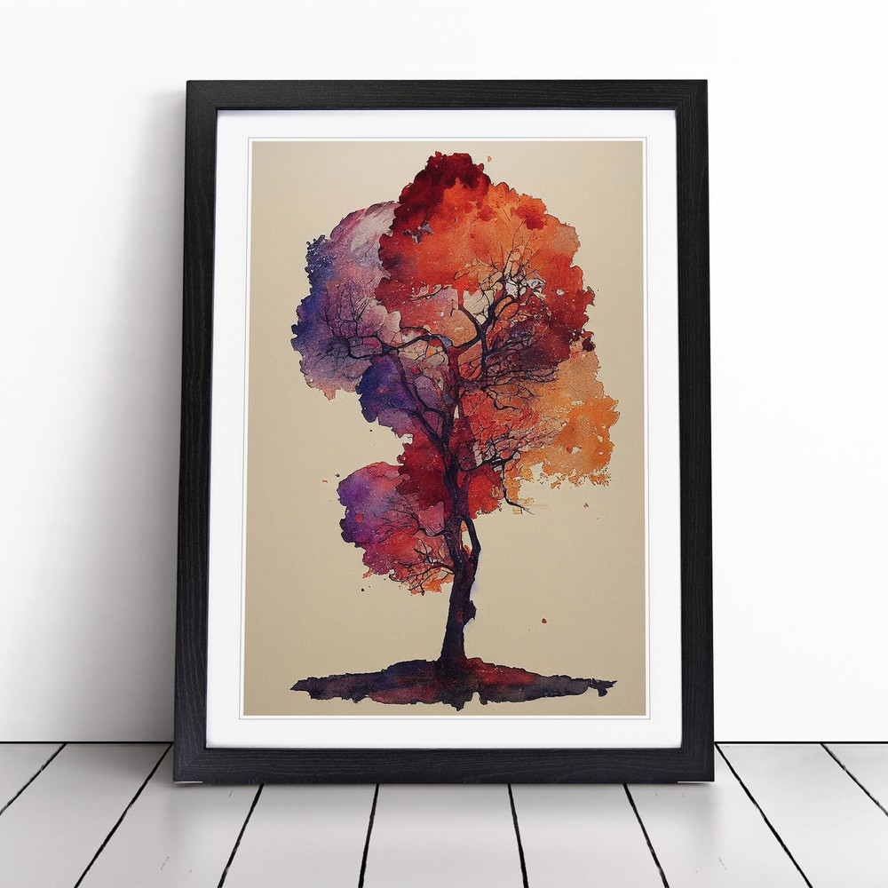 Water Paint Tree No.4 Wall Art Print Framed Canvas Picture Poster Decor