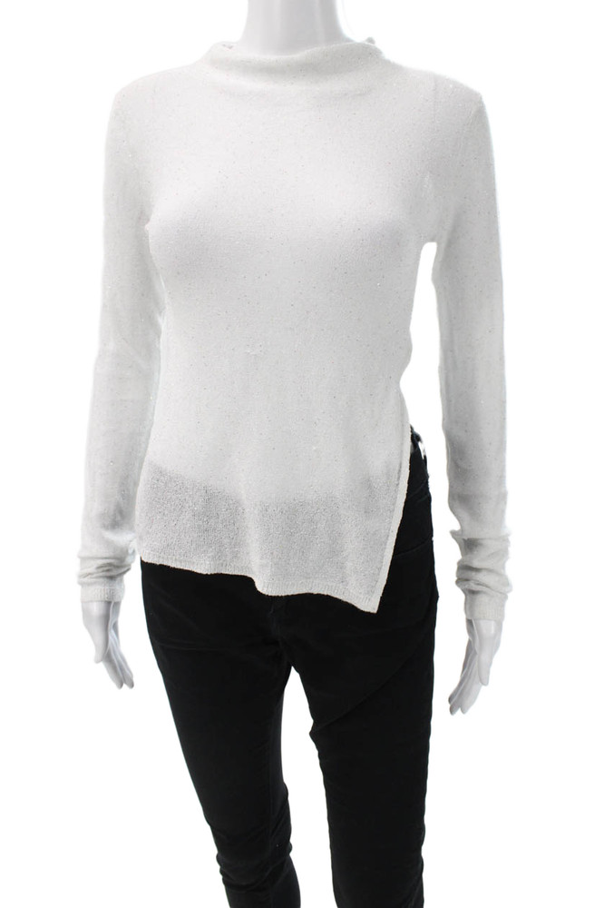 NBD Unisex White Mock Neck Long Sleeve Pullover Sweater Size SFree Shipping in US $100+ Orders | $6.95 Orders Below