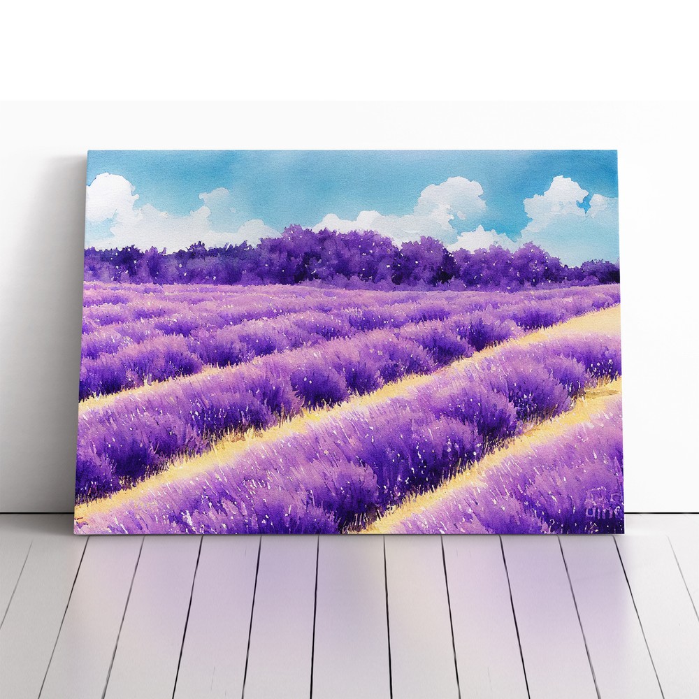 Watercolour Lavender Field Vol.2 Canvas Wall Art Print Framed Picture Home Decor