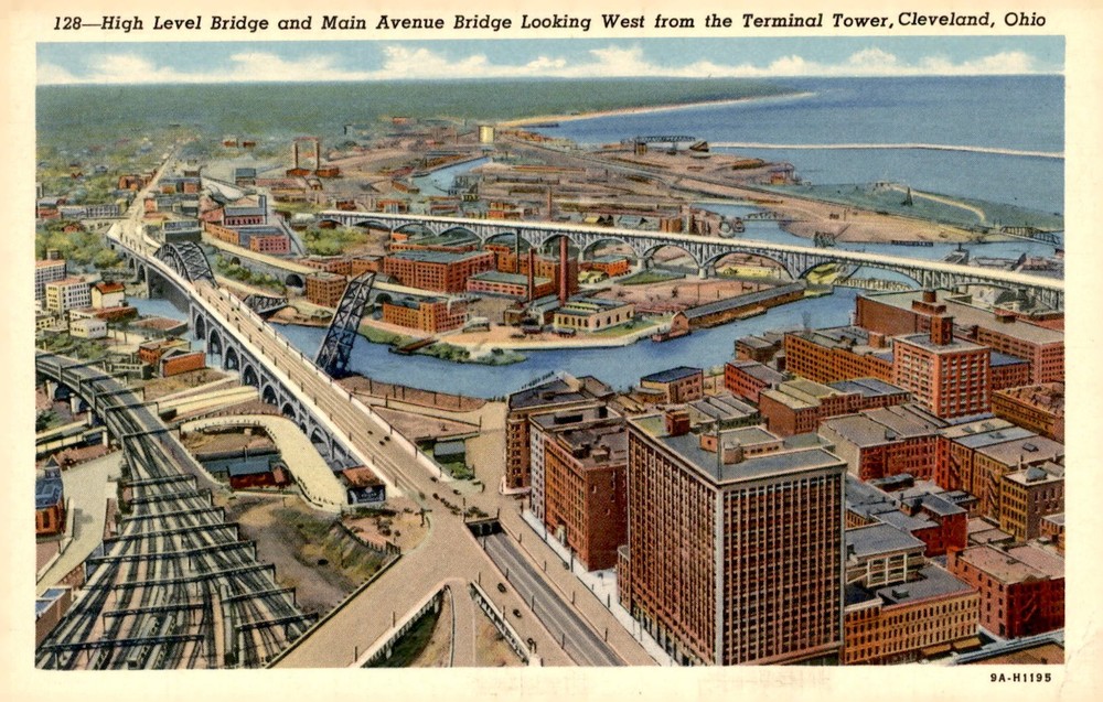High Level Bridge and Main Avenue Bridge, Cleveland, Ohio Postcard