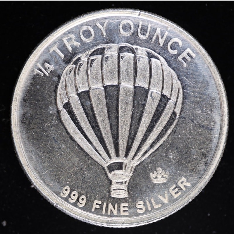 1/4 Troy Ounce .999 Fine Silver Round Hot Air Balloon Design Fractional Bullion
