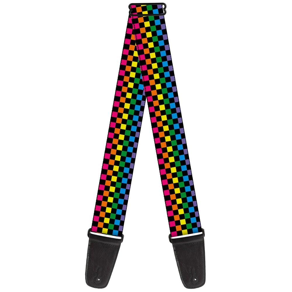 Guitar Strap - Checker Black/Neon Rainbow ACC NEWAnother great item from Rarewaves USA | Free delivery!