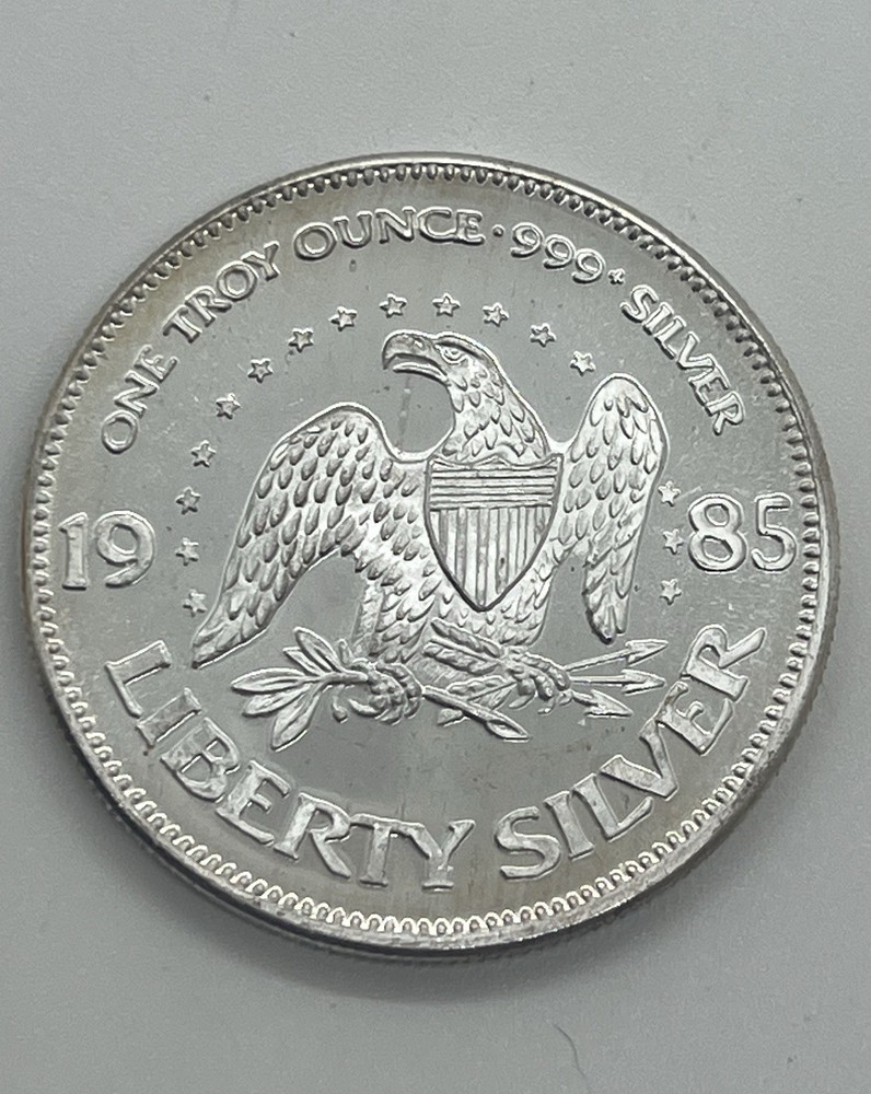 A-MARK 85  'Life Liberty Happiness' Liberty Bell 1 Troy OZ .999+ Fine Silver Rnd
