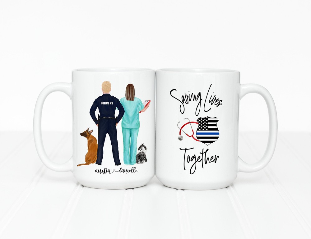 Personalized Couple Mugs Police Officer Gifts For Him Police Wife Nurse Mug