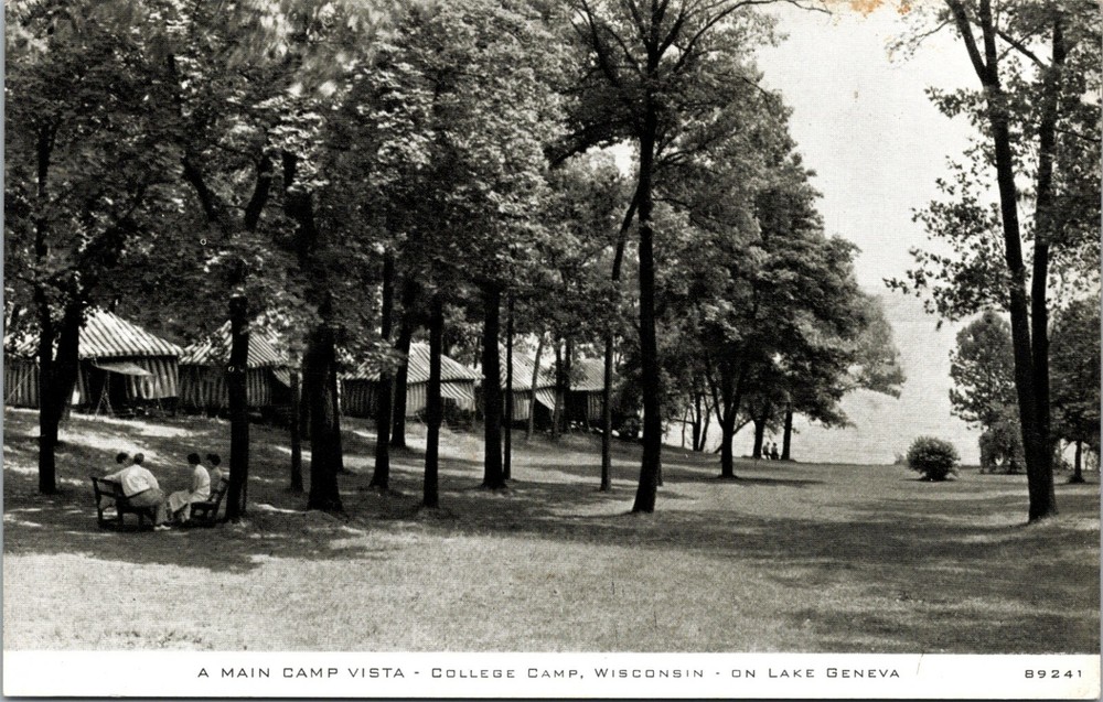 A Main Camp Vista College Camp on Lake Geneva Wisconsin Vintage Postcard