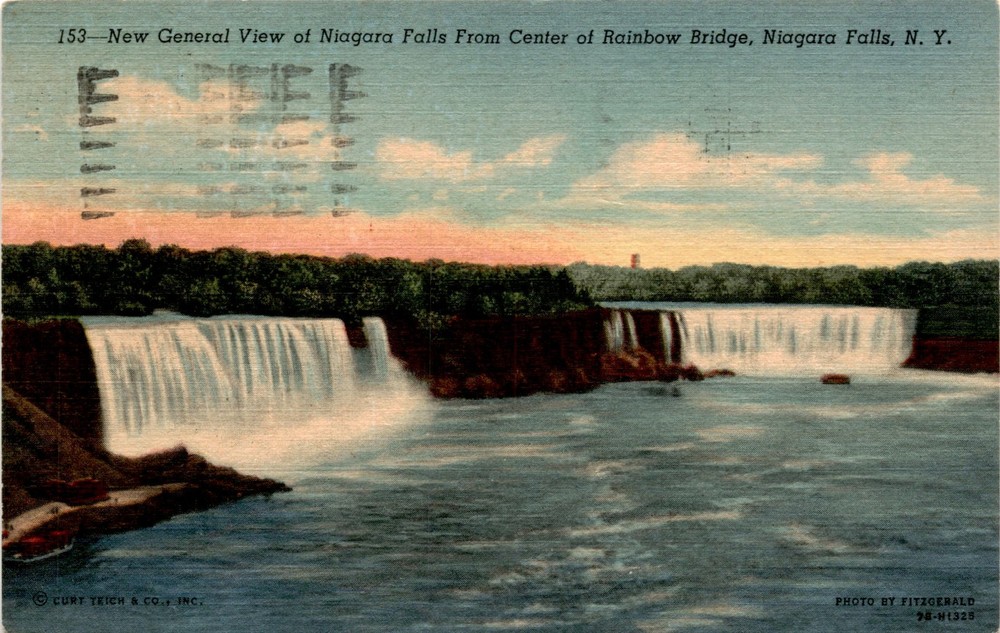 Niagara Falls, Rainbow Bridge, N. Y., Niagara Falls Museum, Riverway, Postcard