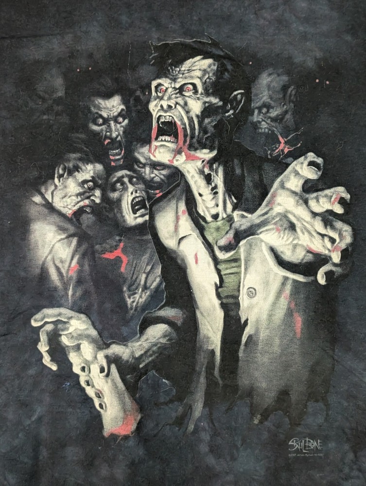 Skulbone Mens T-shirt By The Mountain Black Zombie 2007 Cloth Tag 2XL #6339