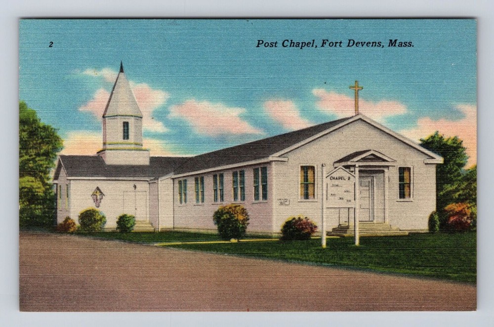 Fort Devens MA- Massachusetts, Post Chapel, Religion, Antique, Vintage Postcard