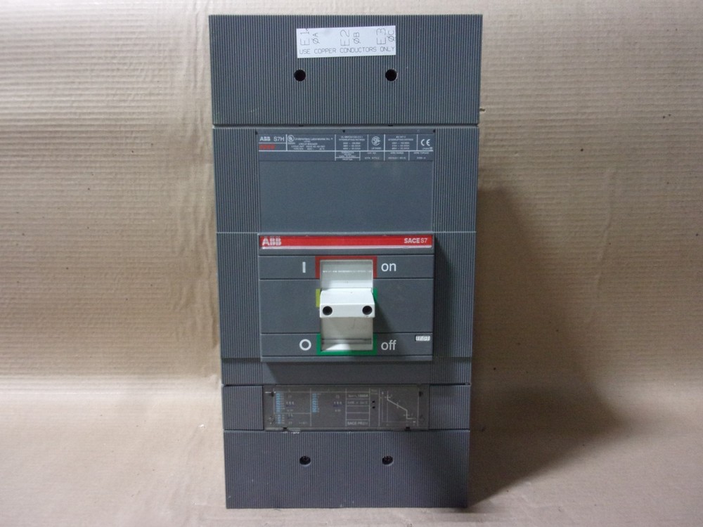 ABB S7H SACE S7 3 Pole 1000 Amp 600V Shunt Trip & AUX Circuit Breaker