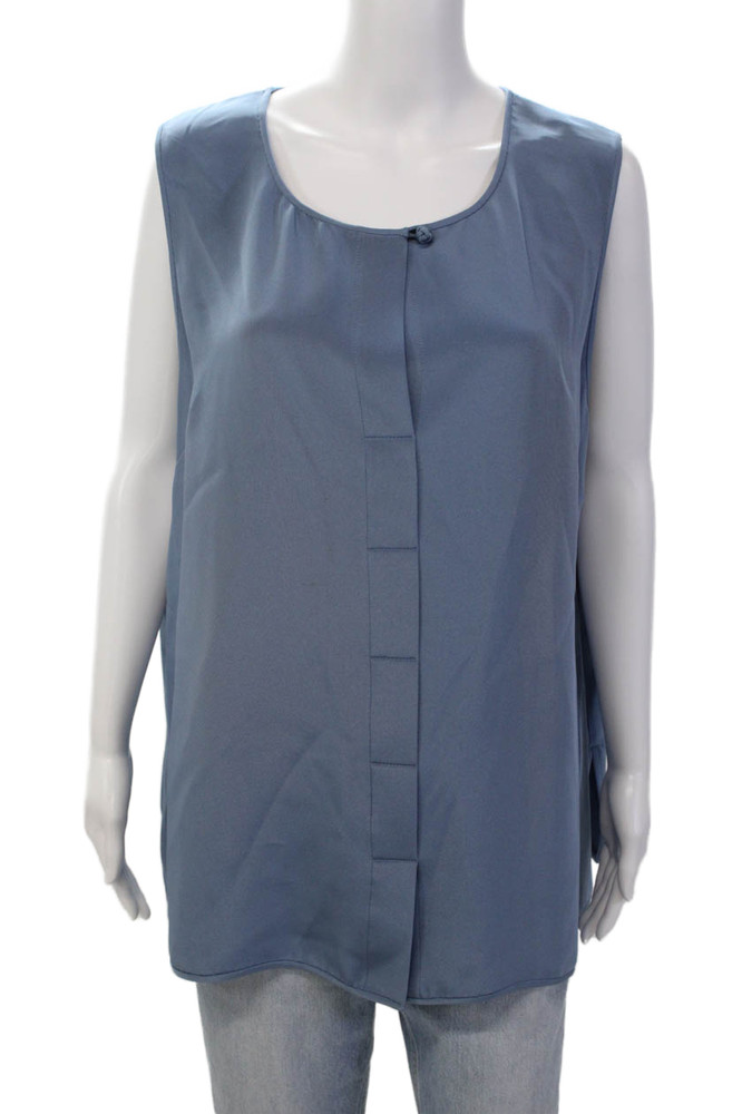 Michael Boris Womens Round Neck Sleeveless Pullover Tank Top Blouse Blue Size LFree Shipping in US $100+ Orders | $6.95 Orders Below