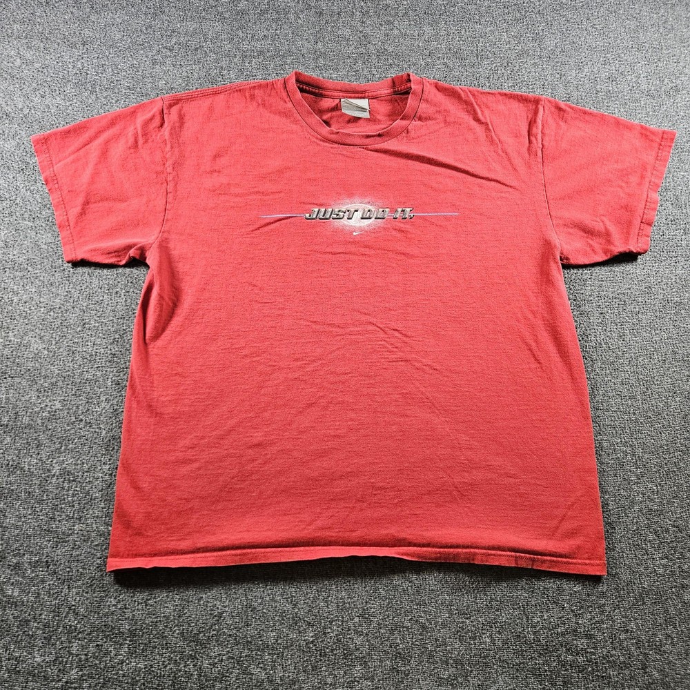 Vintage Nike Shirt Mens XL Red Just Do It Graphic Tee Logo 90s Y2K Athletic