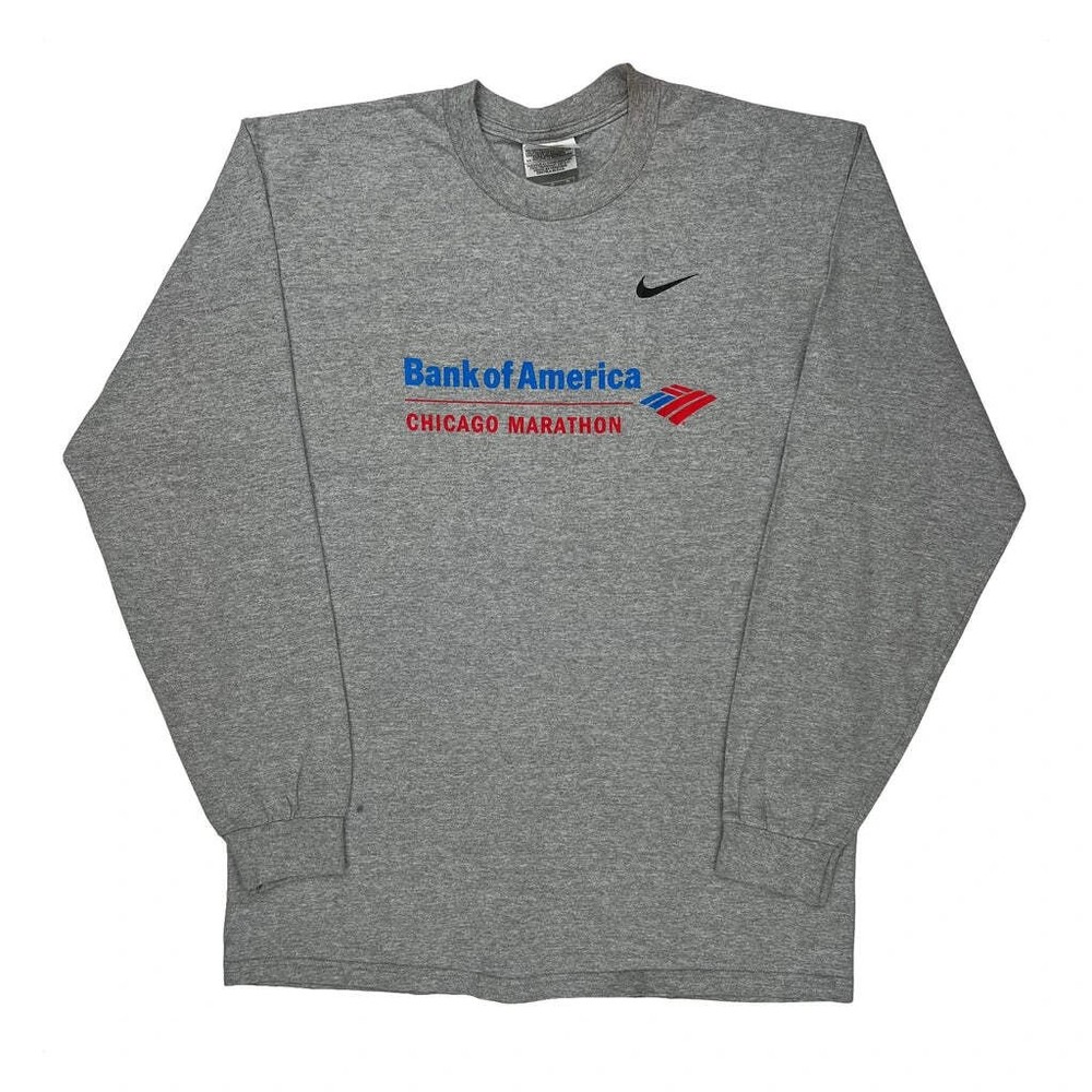 Chicago Marathon Nike Graphic Long Sleeve T-Shirt - Medium Gray Cotton