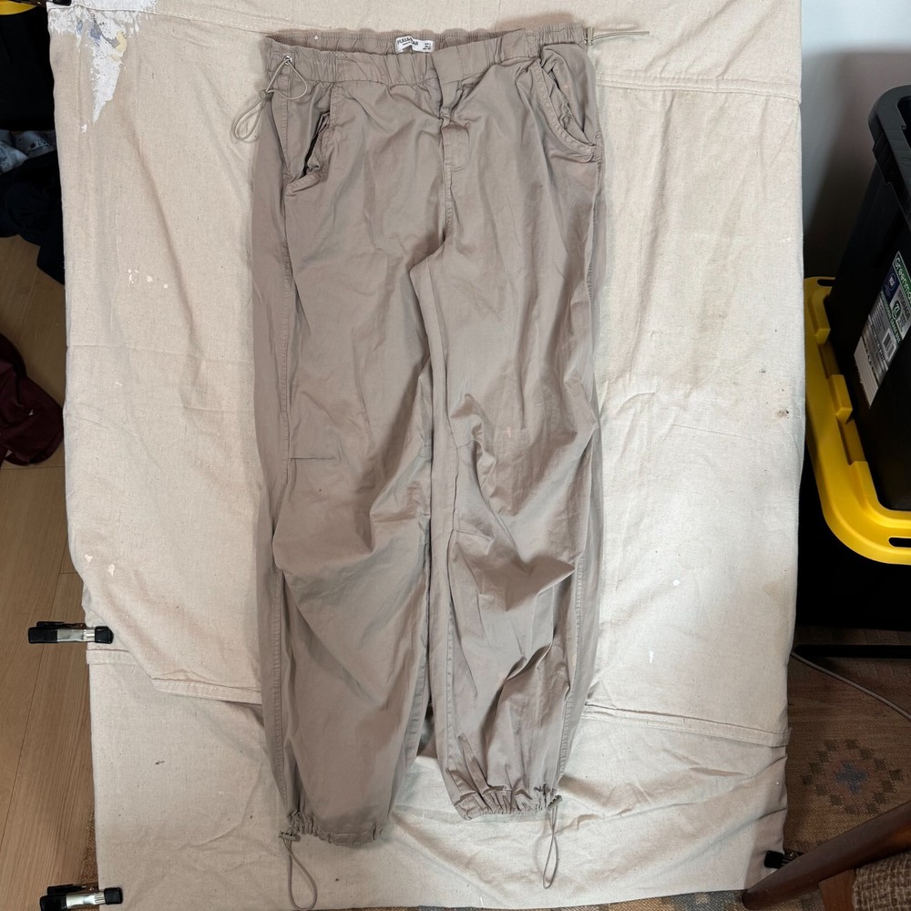 Pull & Bear Womens L Baggy 90s Parachute Pants Lightweight Rave Flaw
