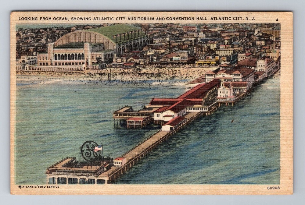 Atlantic City NJ-New Jersey, Auditorium & Convention Hall, Vintage Postcard