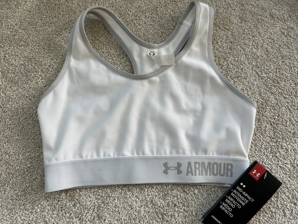 Under Armour Sports Bra Compression Support Mid-Impact Size Small White