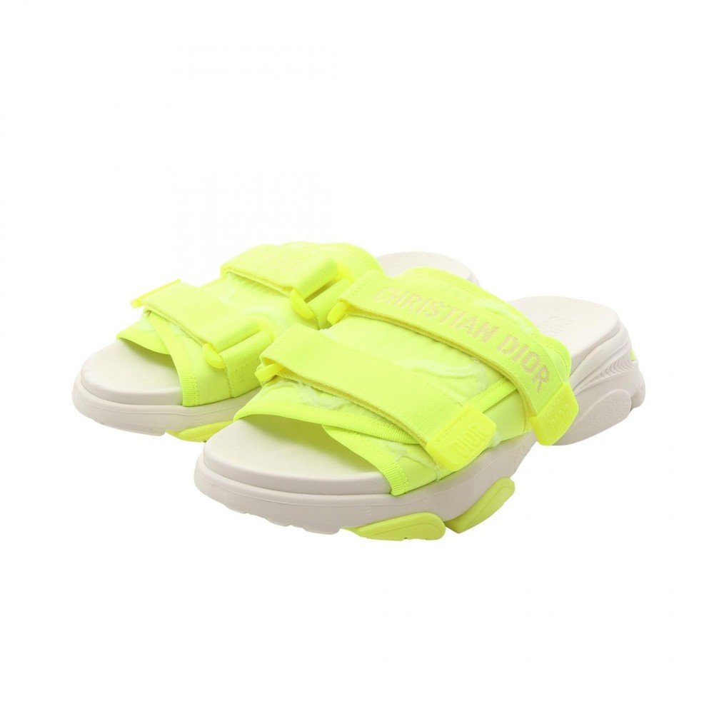 Christian Dior White and Yellow Logo Sandals Fabric Used Women Size 38