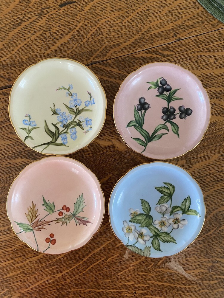 Stunning Four Small Porcelain Bowls Signed CFH, Limoges?
