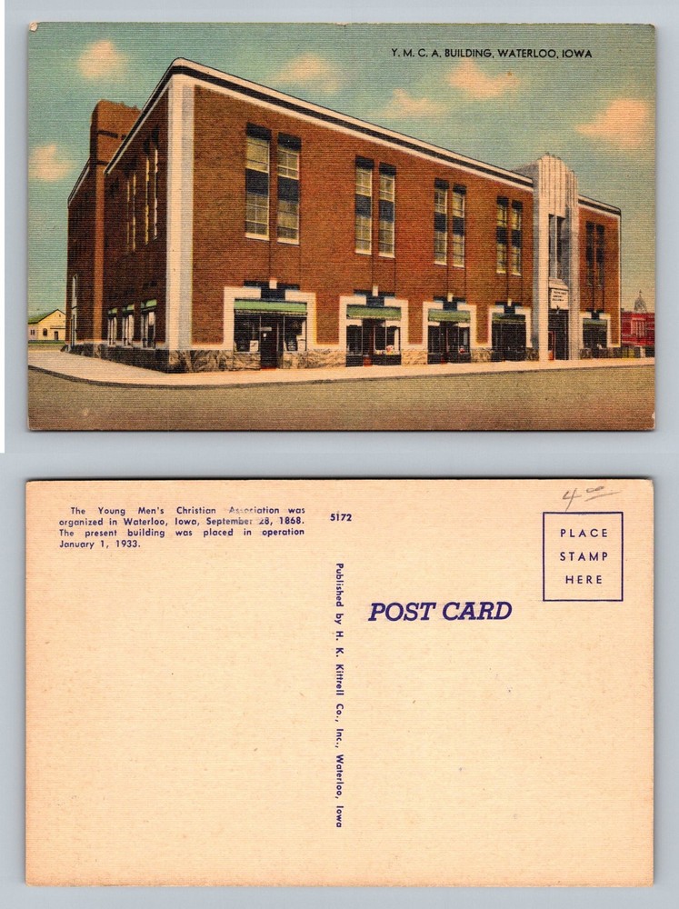 Waterloo, IA-Iowa, YMCA Building Brick Structure Corner View Vintage Postcard