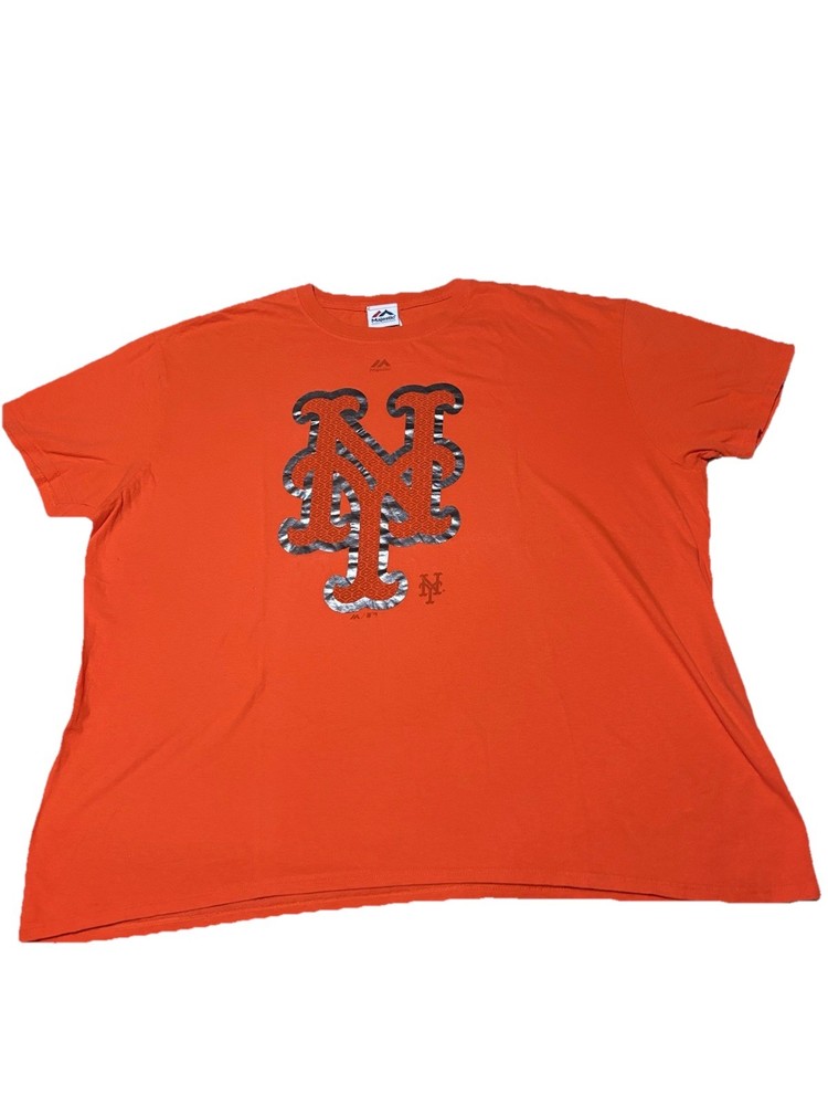 Majestic New York Mets Orange T-Shirt Men’s 2XL MLB Baseball Logo Tee