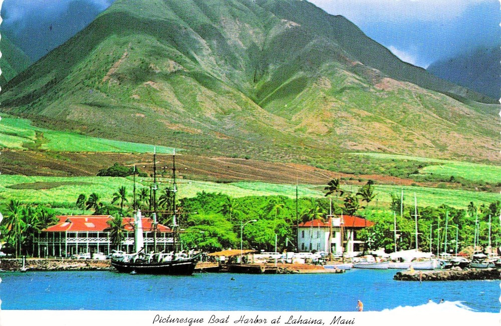 Lahaina Maui HI Harbor Pioneer Inn Courthouse Fire Disaster 6x4 Postcard H23