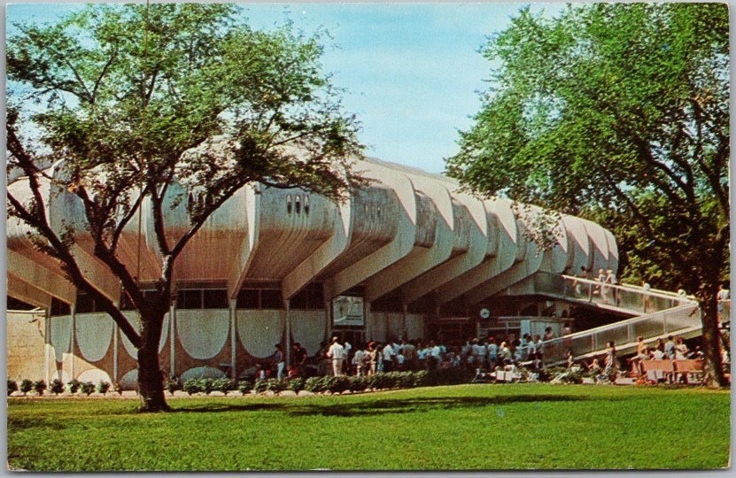 BROOKFIELD ZOO Chicago Postcard Porpoise Show / Building View c1960s - Unused