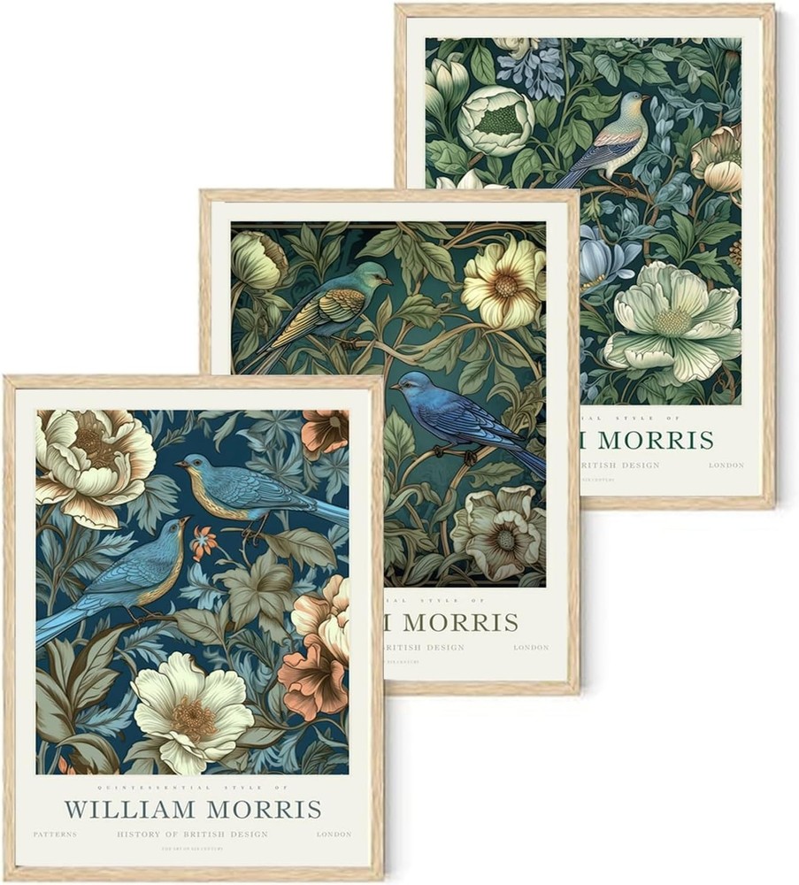 Djmwtb William Morris Wall Art Vintage Poster Prints Set of 3 Botanical Bird ...