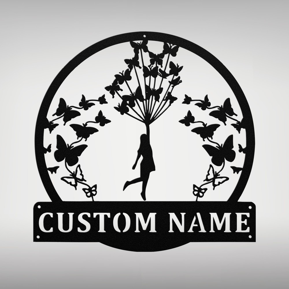 Personalized Flying with Butterflies Metal Sign Home Decor Butterfly Lovers Gift