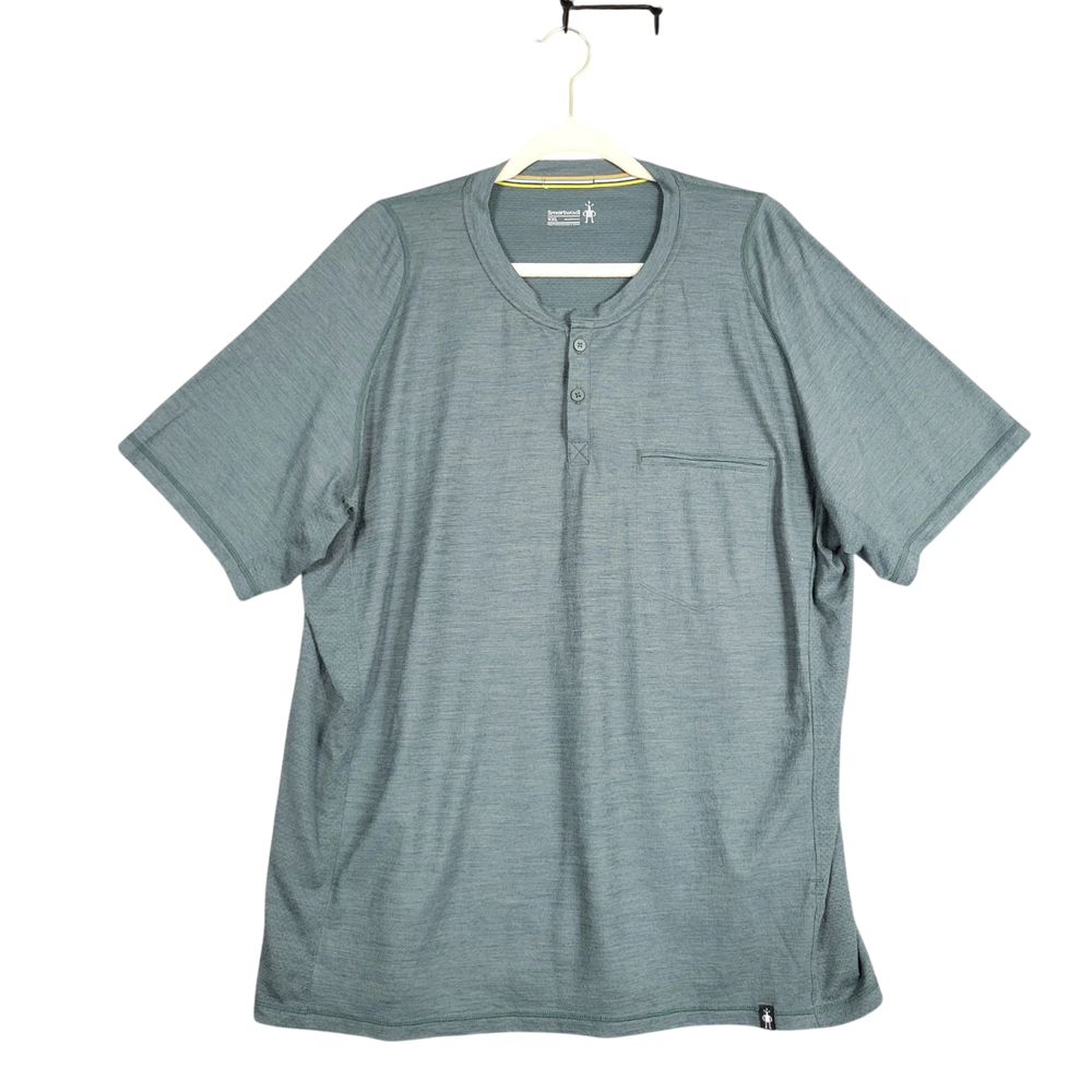 SMARTWOOL Green Everyday Exploration Short Sleeve Henley Merino Wool SIZE XXL